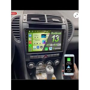 Autoradio Android 14 9 Pouces 4Go+64Go pour Mercedes SLK R171 2004-2011 CarPlay/Android Auto Sans Fil 2 Din Bluetooth 5.0 AHD