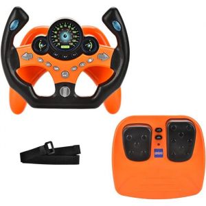 Jouets de Volant pour Enfants MARSEE 360&deg; de Rotation Simulateur de Conduite avec Lumineuses et Sonores Jouet Cadeau noel