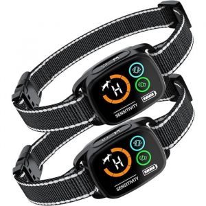 Collier Anti Aboiement Chiens Lot de 2 Collier Vibration Modes Son/Vibration/Vibration Forte Détection Intelligente des