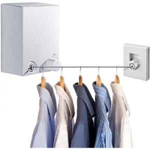 Corde &agrave; linge R&eacute;tractableFil Linge Extensible en Acier InoxydableInstallation Facile sur MursS&eacute;choir de Jardinargent(4.2m)