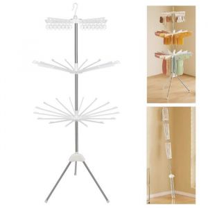 Willonin® Porte-serviettes sur pieds à 3 niveaux Etendoir debout pliable Sechoir de poids charge 15kg Blanc 76x76x167 cm