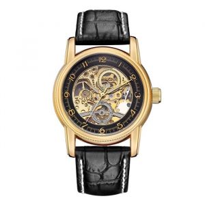 Montre homme de luxe automatique mécanique nouveau design particulier bracelet en cuir étanche lumineux cadran squelette classique