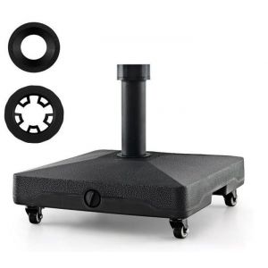 Pied de Parasol - RELAX4LIFE - 4 Roues Universelles et 2 Freins - Base de Parasol Remplie 16KG Eau ou 245KG Sable - 45X44X40CM