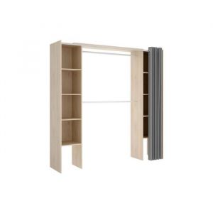 Dressing extensible DORIAN avec rideau - L110/180 cm - Coloris : Chêne et gris