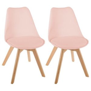 Lot de 2 chaises style scandinave Baya Atmosphera - Rose poudr&eacute;