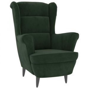 Fauteuil - VIDAXL - Vert fonc&eacute; - Velours - Style Vintage - Avec accoudoirs
