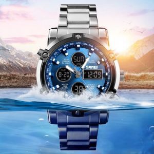 Sport Montre Homme de marque 2021 Luxe Sport quartz acier &eacute;tanche bleu - Num&eacute;rique et Analogique Double affichage