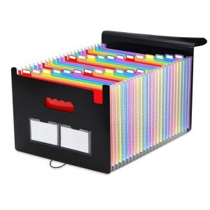 Sous-dossier Dossier Suspendu Rangement Papier Chemise A4 24 compartiments Doublure intérieure colorée Organisateur de pagination