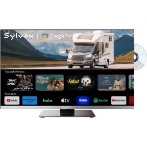T&eacute;l&eacute;viseur 12V/24V Google TV pour Camping Car-SYLVOX-RT24R3KOCA-24FHD -Lecteur DVD R&eacute;sistant aux Vibrations - Installation Facile