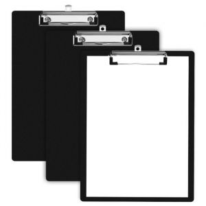 3Pcs Porte-Bloc Porte Bloc A4 avec Pince Plaque à Écrire Planchette à Pince pour Dossier Document Papier Menu 215/310 mm Noir