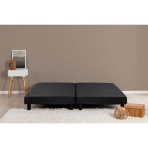 DEKO DREAM Rakenne Lot de 2 Sommiers tapissiers à lattes 180 x 200 cm - Bois massif noir + Pieds