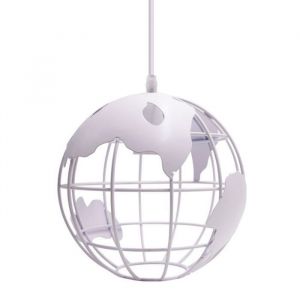 WOTTES Suspension Vintage Industrielle Globe Lampe de Plafond Luminaire en Boule Métal Diamètre 20cm – Blanc