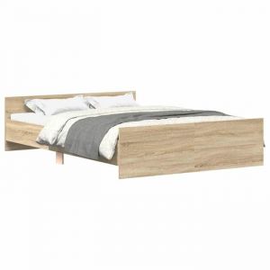 （SOLDES SEPT)Cadre de lit Contemporain dormir - Structure de lit 2 PLACES - sans matelas - gris b&eacute;ton 120x190 cm @BED26274