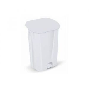 Poubelle plastique blanche 50 l avec  couvercle a pédale PRODIFA