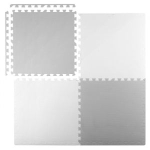 Tapis puzzle en mousse - JANSHOP - 60x60 cm - 4 pi&egrave;ces - Blanc et gris - Antid&eacute;rapant - Facile &agrave; nettoyer