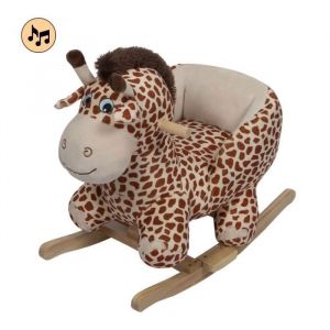 Animal à Bascule - BANINNI - Girafe - Peluche et Bois - Intérieur