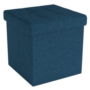 Intirilife Pouf pliable 30x30x30 cm en OC&Eacute;AN BLEU - Si&egrave;ge en cube avec espace de rangement et housse en tissu avec creux