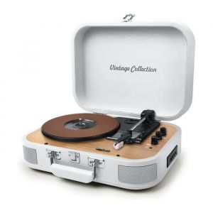 Platine vinyle stéréo Muse MT201-WW 33/45/78 Trs - Enceintes intégrées - Bluetooth USB lecture/Encodage SD/AUX - Bois et blanc