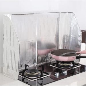 Plaque Anti-Projections de Cuisson Déflecteur Dhuile Feuille Daluminium Pliable Protection Décran de Cuisine120×50cm