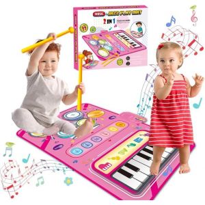 Tapis Musical Bébé - 2 en 1 Tapis de Jeu Musique Piano pour Enfant- 80 x 50 cm - Tapis de Danse Enfant - Jouet Musical