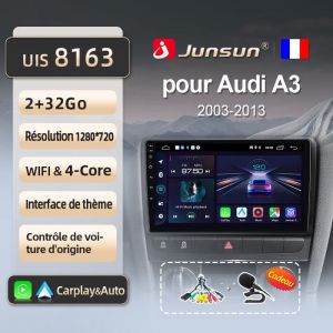 Adaptateur autoradio - Junsun - 2Go - 32Go - WIFI - Compatible Audi A3 8P 2003-2013