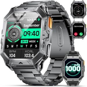Montre Connectée Homme Avec 1000 Mah Longue Durée Batterie 2.13 Amoled Grand Écran 10Atm Imperméable Bluetooth Appel 100+ Mode