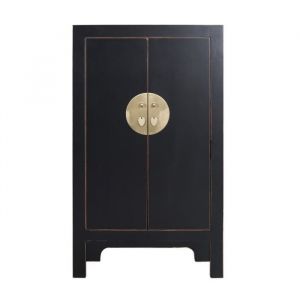 Fine Asianliving Armoire Chinoise Onyx Noire L 70 x P 40 x H 120 cm