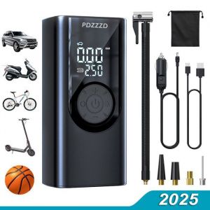 Gonfleur Pneu Voiture Sans Fil Compresseur &agrave; Air Portatif 150psi - avec &Eacute;clairage - Double &Eacute;cran LCD - 4500mAh - Arr&ecirc;t intelligent