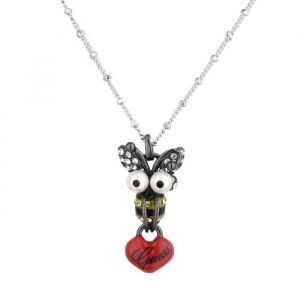 GUESS Collier avec Pendentif Abeille et C&oelig;ur Acier Femme