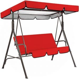 Toit de Rechange Imperméable pour Balancelle de Jardin 3 PlacesToit Balancelle en Tissu Polyester Imperméable/Anti-UVRouge