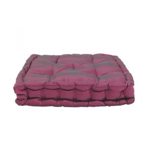 Pouf tapissier en taffetas prune 40x40