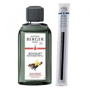 lot : recharge bouquet maison berger vanille gourmet + 8 brins