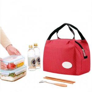 Sac Repas Isotherme - ZGEER - Lunch Bag Portable - Polka Dots Rouges - 65L - 28x19x22cm