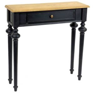 Console dentrée Amadeus - New Legend - 1 tiroir - Bois et Mdf - Noir - 80x25x80cm