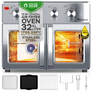 Mini Four et Friteuse &agrave; Air chaud 32L &ndash; TurboTronic AF32MFD &ndash; 12 Programmes &ndash; Temp&eacute;rature 25-230 &deg;C &ndash; Acier inoxydable &ndash; Argent