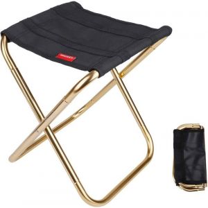 Tabouret Pliant de Camping Mini Tabouret Chaise de Camping Siege Assise Pliant Portable pour P&ecirc;che Randonn&eacute;e BBQ Voyage Noir