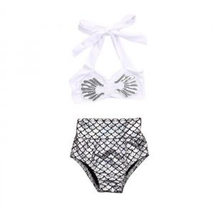 2018 Bébé filles Bikini Maillots de bain dété deux pièces sirène Beachwear maillot de bain taille 2XL