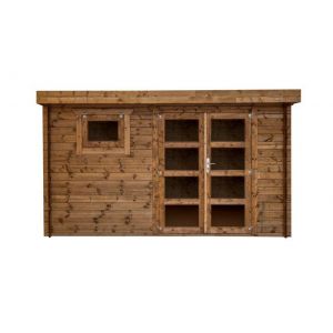 Abri de jardin - INT042 - Bois traité - 28 mm - 9.9 m² - 1 fenêtre ouvrante