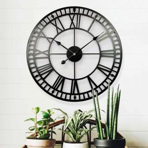 Horloge de jardin résistante aux intempéries - Rétro - Chiffres romains - Vintage - Simple - Art en fer - Horloge dextérieur 40