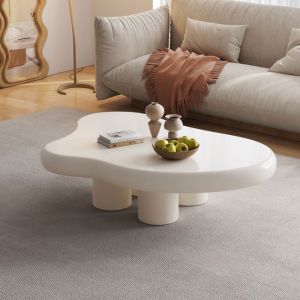 Table Basse Design Nuage Moderne &ndash; Coffee Table Forme Cloud Style Scandinave Minimaliste pour Salon Table de Centre Blanche