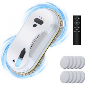 Robot laveur de vitre 3800Pa Robot Laveur de Vitre Automatique Robot Lave Vitre avec Télécommande et 8 Chiffons pour fenêtres