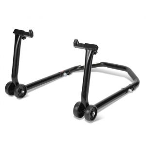 Yaskilosiu Béquille Avant Moto Lève Moto Avant avec Bras Réglable Support de Roue Moto sur Roulettes en Acier Noir CRIC