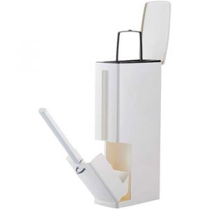 Ensemble brosse WC et poubelle / 4 en 1 poubelle étroite de salle de bain / avec brosse WC et support (blanc)