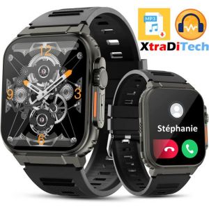 Montre Connectée Homme Sport Appel Bluetooth Dictaphone IPS Écran 196 Rectangulaire 600mAh Stockage Musique Compatible Oreillette