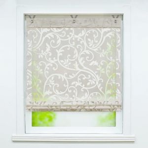 Hongya Store enrouleur bateau blanc int&eacute;rieurs sans per&ccedil;age motif de fleurs de fen&ecirc;tre Couleur sable L-H 45 x 130 cm