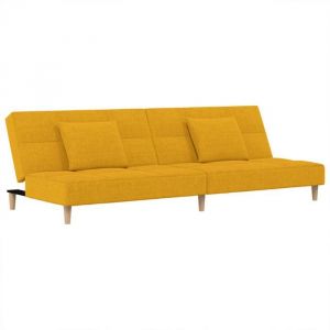 HSF&reg;Lit banquette 2 places - Canap&eacute;/Lit de Repos &agrave; 2 places avec deux oreillers jaune tissu @EU684209