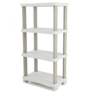 Etagère de rangement 4 niveaux intérieur-extérieur coloris beige - Longueur 70 x Profondeur 45 x Hauteur 141 cm
