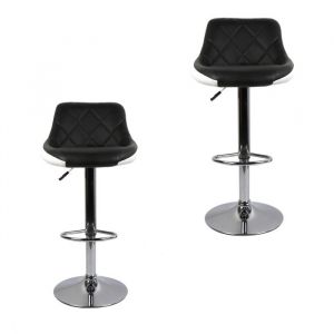 MIPAN Tabouret de Bar Lot de 2  Hauteur r&eacute;glable noir devant et blanc derri&egrave;re