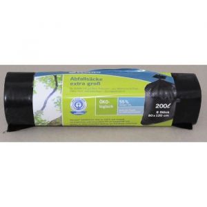 Rouleau 8 Sacs poubelle Extra grand 200 litres 80 x 120 cm Noir