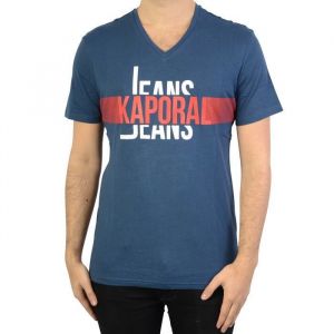 Tee-Shirt Homme - KAPORAL - Delmo Bleu Us - Col V - Manches Courtes - 100% Coton